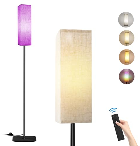 CRLL RGB Lampada da Terra Salotto, Piantana con Telecomando & Controllo a Pedale, 3 Colori & 6 Modalità RGB Dimmerabile Lampada con Paralume, Lampada da Terra per Camera da Letto, Soggiorno, Ufficio