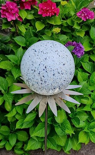 Jürgen Bocker Garten-Ambiente Blütenzauber Milano Rosenkugel 15 cm Edelstahl Gartenstecker Deko mit Stab 80 cm (weiß)