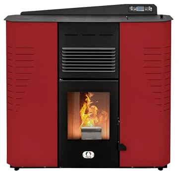 STUFE A PELLET ITALIA Marmolada 13 KW Kanalisiert WiFi 5 Sterne | Pelletöfen Zertifizierte-Effizienz 89% Heizt 130m² Autonomie 20 Std WiFi-Steuerung 5 Kräfte Kompaktes Design 24M Garantie Rot