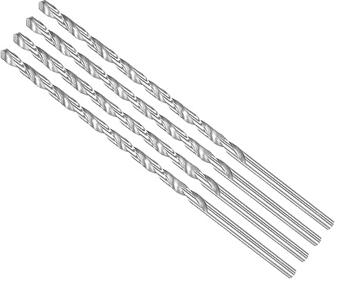 CoCud Brocas Helicoidales Extralargas de 6 mm Diámetro y 200 mm de Longitud Total, Barrena Helicoidal de Acero de Alta Velocidad para Metal Endurecido Carpintería Plástico Aluminio, 4pcs