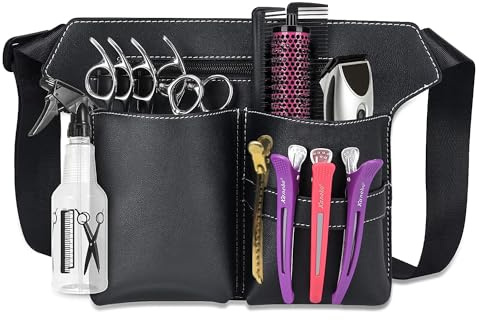 ieron Sac à ciseaux professionnel, pochette de coiffure, pochette de taille en cuir de barbier, kit d'organisation d'épaule de salon de coiffure, sac à outils de coiffeur