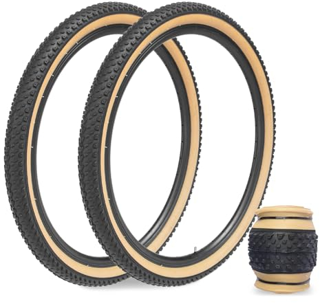 MAKELEN Mountainbike-Reifen, 24 Zoll, starker Griff, kompatibler Ersatz-Fahrradreifen für MTB, Mountainbike, Citybike, braune Seitenwand