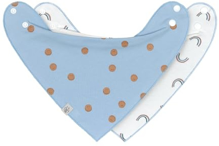 LÄSSIG Baby haklapp halsduk triangel set 2 st. Ekologisk bomull vändbar tryckknapp/Baby Bandana Happy Rascals Smile