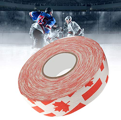 Gavigain 2.5cmx25m Hockey Tape,Hockey Schutzband Sport Sicherheit Badminton Pads Hockey Stick Tapes (rote Ahornblätter)