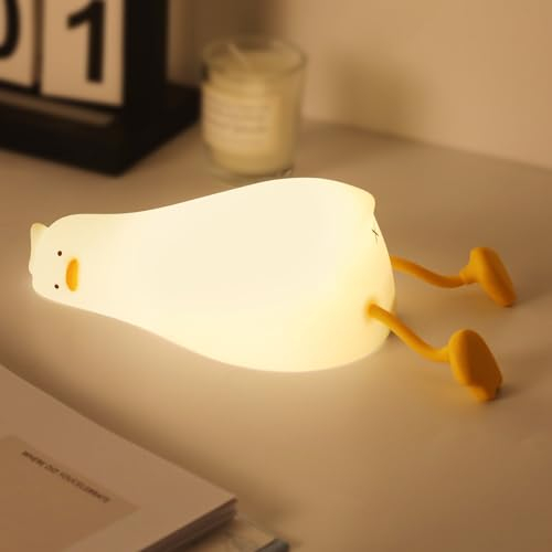 SALUOKE Luz Nocturna Infantil Pato: Lampara Pato con 3 Modos de Brillo, Lampara de Silicona Recargable, Luz Noche Niños Temporizada con Función Táctil, Lámpara Decorativa-Regalo para Infantil & Bebe