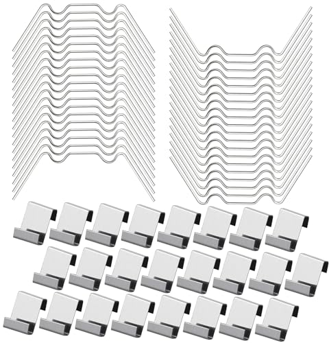 cosoro 50pcs Greenhouse Glass Clips,Polycarbonate Clips for Fitting Glass,Greenhouse Accessories Retaining Spring Window Clip Pane Fixings Clips(25 W Glazing & 25 Z Clips)