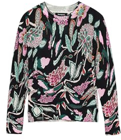 Desigual Dam platt stickad tunn gauge tröja tröja, svart, XXL