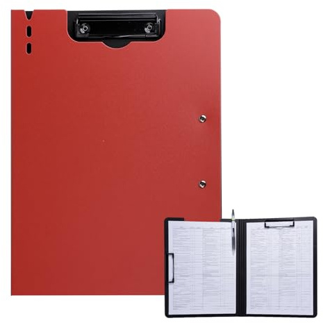 FRETONBA - Portadocumentos A4 con dobles clips, bloc de notas abatible con cubierta, carpeta de plástico para documentos, organizador personal ligero adecuado para la escuela, la oficina, la industria