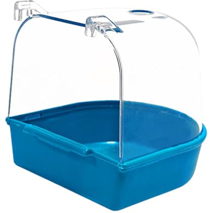 LOVIVER Haustier Vogelkäfig Badebox Papagei Duschbox Haustier Vogel Badebox Papagei Hängende Badewanne Vögel Papagei Badehaus für Wellensittich, Blau