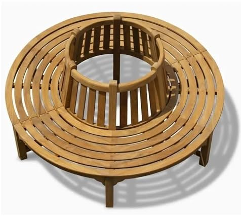 Teako Design Baumbank Teak Fermo mit Rückenlehne Massivholz, Teakholz, Massivholz. Robust und Wetterbeständig, Verschiedene Größen, für den Außenbereich (220 cm, 360°), TB-1147-x