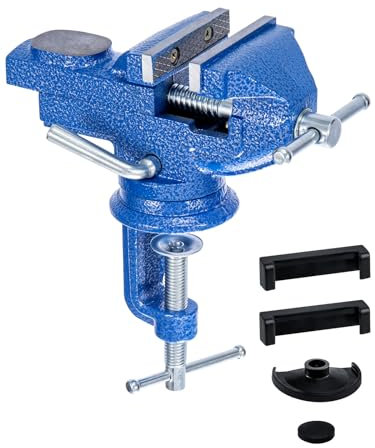 Youyijia 70mm Blue Bench Vice, 360° Swivel, Portable, Adjustable, Mini Table Vice Clamp for Workshop, Factory