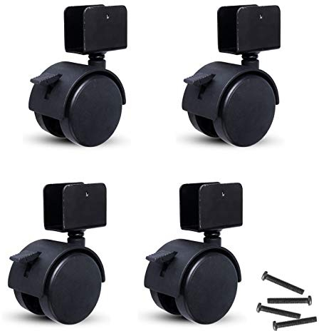 EQQHJL Gummierte Trolley-Räder Lenkrolle 2 Zoll 50 mm mit U-Halterung im Bremsdesign, Trolley-Nylon-Schwenkräder, Hochleistungsmöbel, bewegliche Räder, Tragfähigkeit 75 kg, mit Schrauben, 4 Stück