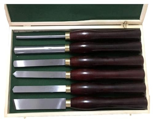 Meißel 6-teiliges Drehmeißel-Set, Holzkiste, Aufbewahrungsbox, Schnellarbeitsstahl HSS + Buchenmaterial Schnitzmeissel