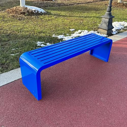 Gartenbank für den Außenbereich, Parkbank aus Metall, Terrassenbank ohne Rückenlehne, Balkonbankstuhl aus Stahl, wetterfeste Sitzmöbel, Sitzgelegenheiten für 2 bis 3 Personen, für Veranda, H