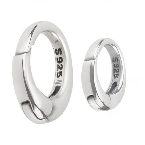 SUNNYCLUE 1 Box 4 Stück 925 Stück Sterling Silber Feder O Ringe Ovaler Ring Karabiner Kleine Metallclip Verschlüsse Geldbörsen Karabinerhaken Tor Runde Ringe Zur Schmuckherstellung Schlüsselanhänger T