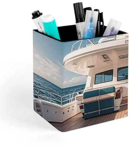 RKJVB Stifthalter aus Holz, Yacht-Bleistifthalter für Schreibtisch, quadratisch, für Büro, Schreibtischzubehör, Make-up-Pinselhalter, Stift-Organizer für Zuhause