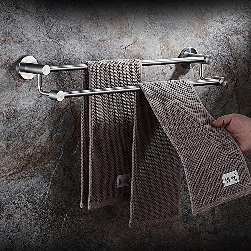 DKRAHRJJ An Der Wand Montierter Handtuchhalter, Handtuchstanmit Doppelter Stanfür Badezimmer, Handtuchstangen, Handtuchregal Aus Edelstahl, Kleiderbügelhalter/80Cm