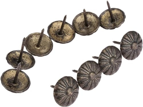 Dekorative Reißzwecken, Polsternägel, Daumen-Reißzwecken, 10 Stück, 19 x 20 mm, Polsternägel, Schmuck, Geschenkbox, dekorative Möbelnägel, Nieten, Reißzwecken, Antik-Bronze/Gold(A)