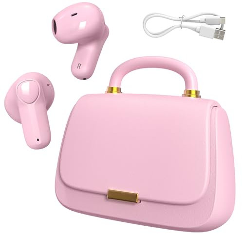 ANCwear Écouteurs Bluetooth 5.3, Intra-Auriculaires 13 mm, Son Premium, 22h d’autonomie, écouteurs True Wireless avec étui Mini Sac à Main Unique, Parfaits pour Femmes et Adolescentes à la Mode