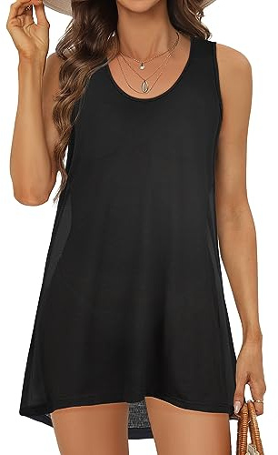 florynova Women Beach Dresses Swimwear Bikini Cover Up(Black,L)