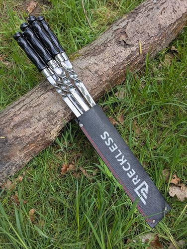 Schaschlikspieß mit Holzgriff aus Edelstahl, ein Set mit Tasche