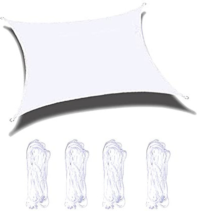 Wasserdichtes 3 x 5 m weißes Sonnensegel für Garten, mit UV-Schutz, für Außenbereich, Terrasse, Vordach, Markise für Hinterhof, Pergola, Pavillons