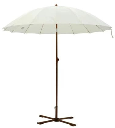 Round Outdoor Beach Umbrella, Tiltable Patio Parasol with Base, 16 Sturdy Ribs Parasol for Garden, Pool
