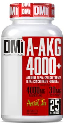 DMI INNOVATIVE NUTRITION A-AKG 4000+ 100 Tabletas | L-Arginina AKG + AstraGin®, Pre-Entrenamiento para Rendimiento Deportivo y Síntesis de Óxido Nítrico