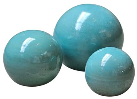 Dekokugeln Gartenkugeln aus Keramik tolle Set-Angebote - absolut frostfest und witterungsbeständig (Celadon, 3er Set)