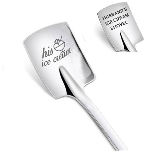 Personalised Engraved Ice Cream Spoon OR Coffee Shovel - 304 Stainless Steel Single Piece Dessert Cutlery Gifts for Anniversary, Wedding Favours, Couple Lovers