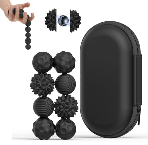 Magnetische Fidget Toys aus Silikon, Magnetische Sensorik Bälle, Anti-Stress Spielzeug für Erwachsene & Kinder, Magnetische Kugeln, Fidget-Bälle Magnetspiel für Büro Zuhause Reisen (schwarz 8 Stück)
