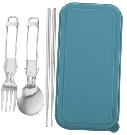 VILLFUL Cubiertos De Acero Inoxidable para Camping Cuchara Tenedor y Palillos Plegables Utensilios Portátiles y Reutilizables para Viajes y Comidas Al Aire