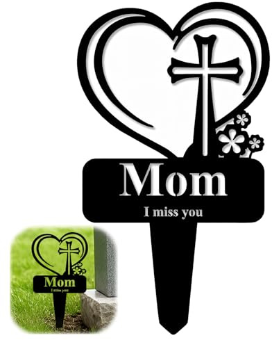 zhongko Mom Memorial Tomba Palo, Cuore Outdoor Cimitero Decorazioni, Metallo Antiruggine Graveside Placca Decorazione, Cardinale Outdoor Cimitero Marker per tomba della mamma, cortile e giardino