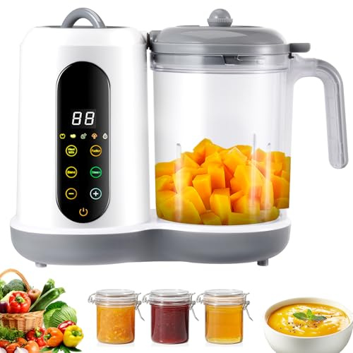 Baby Food Maker, Multifunctional Baby Food Processor Blender One Step Steamer Chopper Puree Maker with Touch Screen Preset Modes 4 Menu, Detachable, Auto Cooking and Grinding, Self Clean, BPA-Free