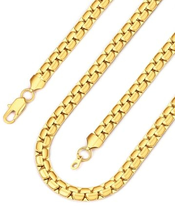 Bandmax Halskette Edelstahl Herren Damen Venezianer Kette für Männer Gliederkette 2/4/6mm Breit Box Link Kette Silber/Gold/Schwarz Venezianisch Briolette Ketten Halsreif Halsschmuck, Länge 35-76cm