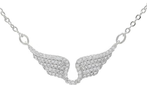 925 Sterling Silber glänzender Zirkon Flügel ein zarter Flügel Halskettenanhänger, Engelsketten für Frauen Geburtstag Valentinstag Geschenke