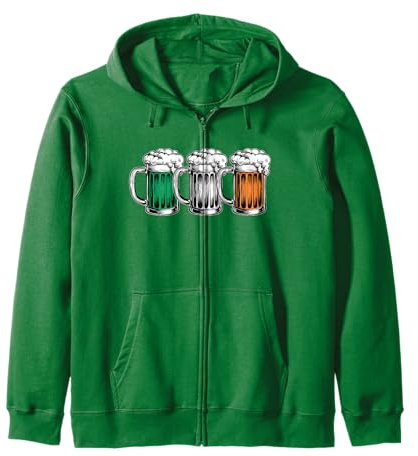 St. Patricks Day Vintage Verres À Bière Drapeau Irlandais Sweat à Capuche