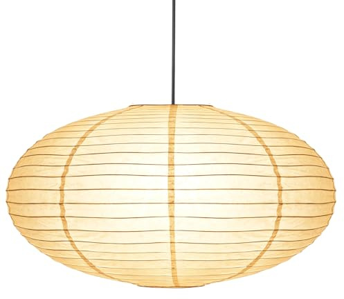 Lampenschirm, Beige ovaler faltbarer Papierlampenschirm, mildert das Licht und schafft ein warmes Ambiente, ideal für Schlafzimmer, Esszimmer und Wohnzimmer (45 cm)
