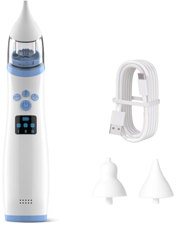 Anluomafuy Aspiratore nasale elettrico per neonati, ricaricabile con 3 livelli di aspirazione, 2 punte, musica e luce soffusa – pulisce il naso dei bambini in modo delicato