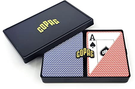 Copag Export Design 100% Plastic Playing Cards, Poker Size (Standard) Jumbo Index Red/Blue Double Deck Set