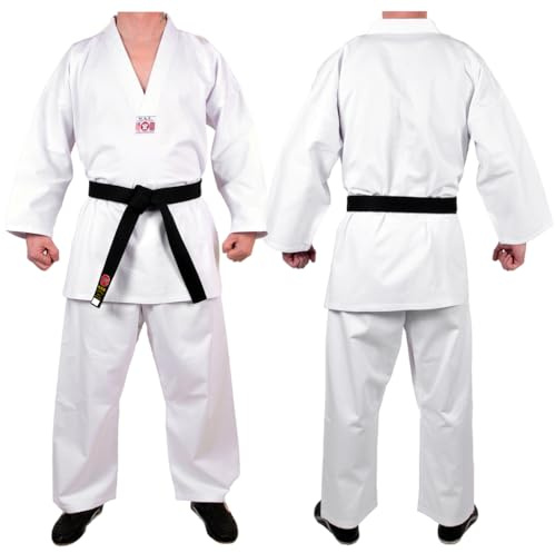 MAR | Karate Student Gi Uniform | Martial Arts Suit for Karate & Taekwondo | Men, Women & Kids | White V-Neck | 8.5oz Poly-Cotton Fabric | Sizes 100cm–200cm