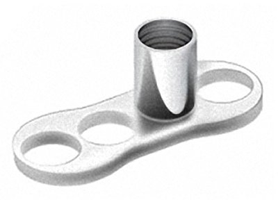 Piercingfaktor Titan Hauptplatte Grundplatte Body Implantat für Dermal Anchor Piercing Skin Diver Anker Aufsatz Kugel Aufsatzkugel Flach Silber 3 Loch