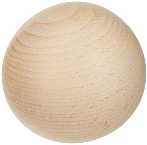 Rayher Bola madera maciza, 80 mm ø, sin perforar, para manualidades y decoración, 6119700