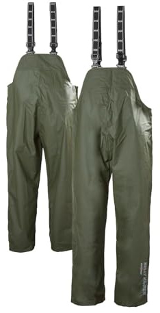 Helly Hansen Mandal Waterproof Bib Overalls - Waterproof Fishing Pants for Men - Heavy Duty Rain Gear - Zip Work Overalls - 480 Army Green - 5X-Large