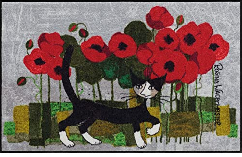 Salonloewe Rosina Wachtmeister Fußmatte Lifestyle Poppywalk 75x120 cm Flur-Läufer Wohn-Teppich Eingangs-Matte Katzen bunt waschbar