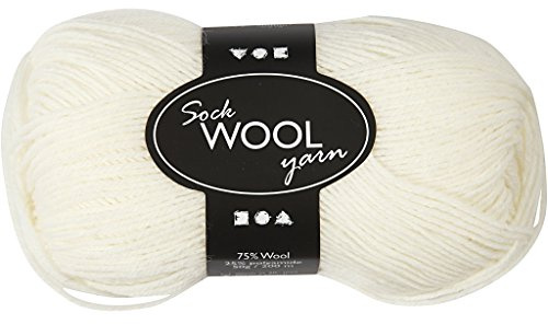 Lana per calze, L: 200 m, bianco sporco, 50g