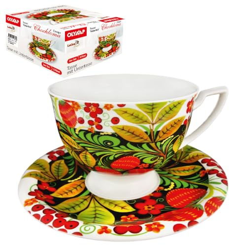 Teeset Kaiserlich, Design Hohloma, 1 Tasse 370 ml + 1 Untertasse