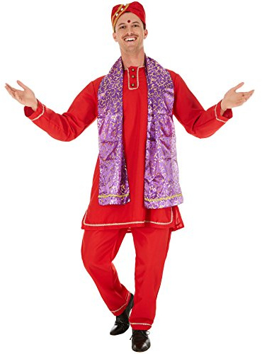 dressforfun Herrenkostüm Inder | Schöne Kurta mit Knopfleiste | Bequeme Hose mit Gummizug | inklusive Schal und Turban (XL | Nr. 301028)