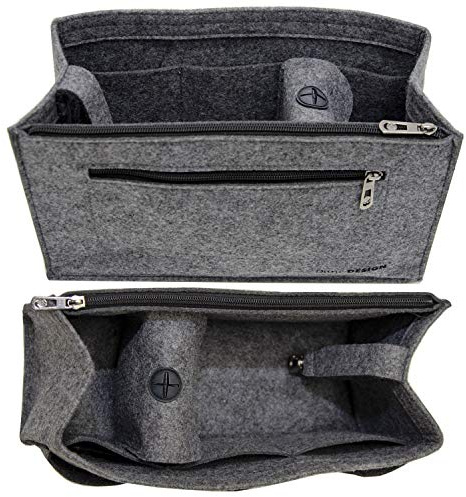 DuneDesign Handtaschen Organizer Filz - formstabile Innentasche für Ordnung in Handtasche oder Shopper - leichter Taschen Einsatz in Grau mit mehreren Fächern - praktischer Taschenorganizer