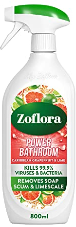 Zoflora Caribbean Grapefruit & Lime Power Bathroom Cleaner, 1 x 800ml, Removes up to 100% of Limescale and Soap Scum, Leaves surfaces streak-free and sparkling